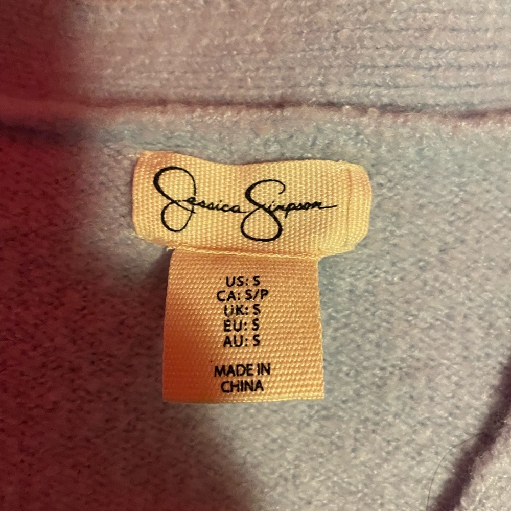 Size small cropped blue cardigan sweater.